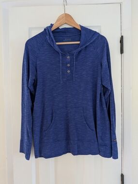 Columbia Women's Blue Purple Hooded Henley Long Sleeve Shirt Size M Lightweight